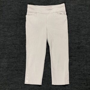 Striped Capri Pants with Buttons‎ High Waist Career Casual Trousers Size 00